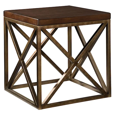 End Table with Bronze Metal Base